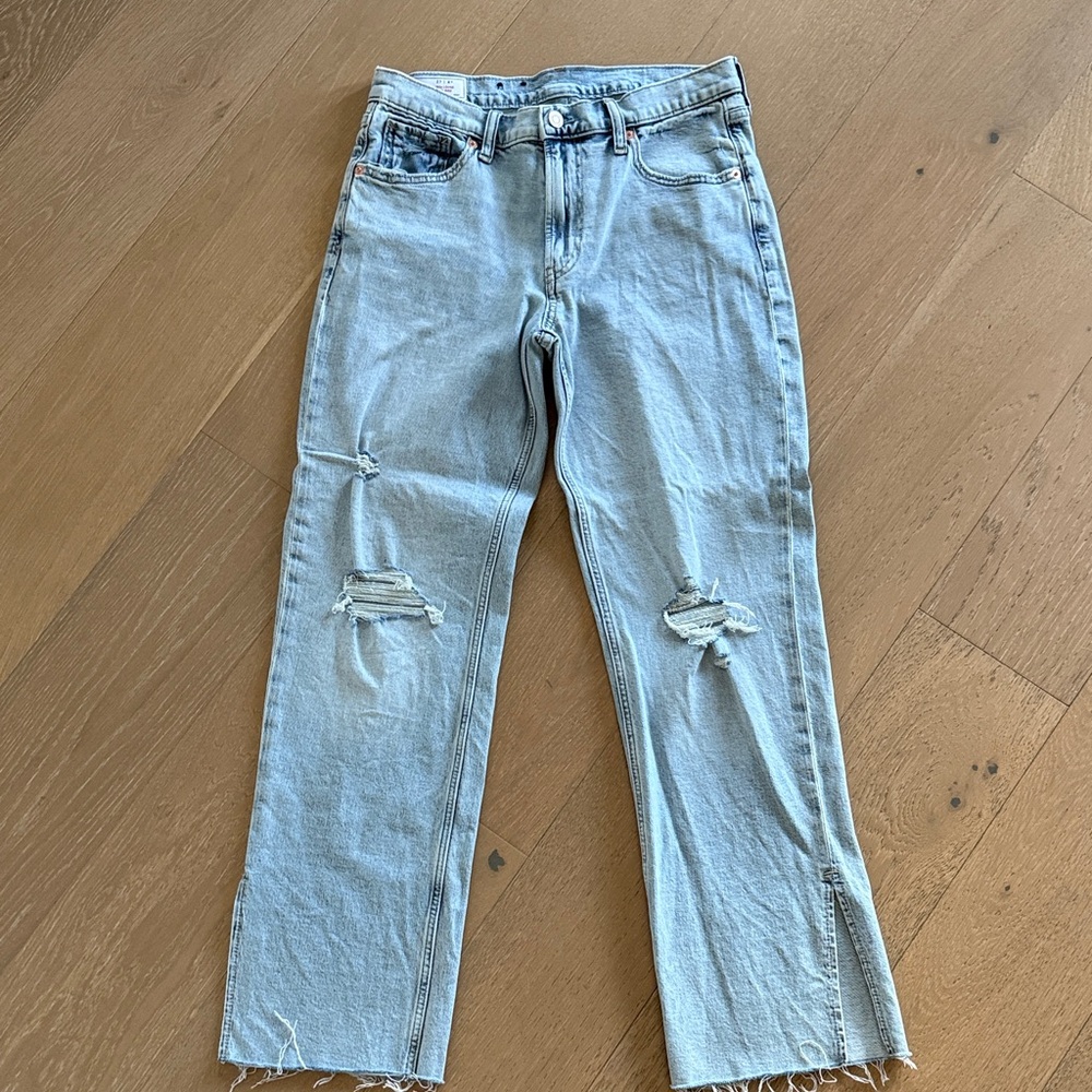 GAP Light Blue Straight Leg Distressed Jeans
